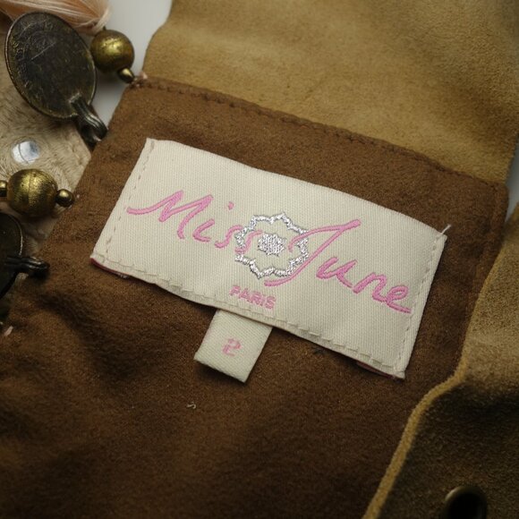 Miss June Paris Embroidered Bohemian Fringe Belt w/ Coin & Leather Accents, Sz 2 main image 7